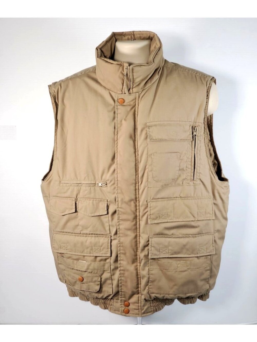 Stag Hill By Haband Men's Beige Insulated Fleece Hunting Hiking Vest Sz L 1571